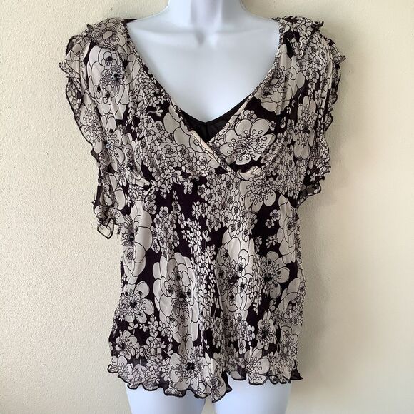 Rogue Romantic Y2K Whimsigoth Witchy Fairy Grunge Floral Ruffle Blouse Medium - Picture 1 of 14